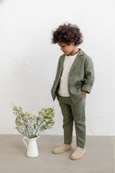 Çocuk 3’lü Keten Takım Elbise Ceket + Tişört + Pantolon | Doğal Kumaş, Şık ve Rahat Kombin