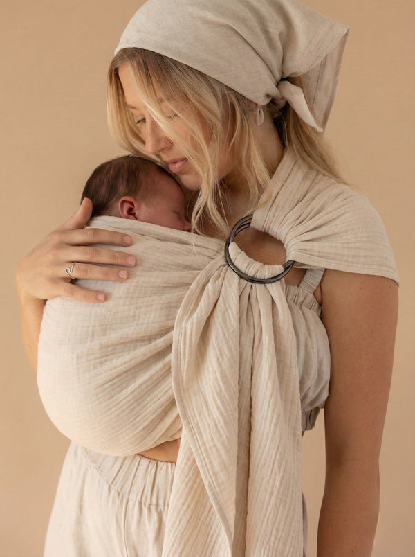 Ring-Sling-Babytragetuch | 100 % Baumwolle | Ab der Geburt | Gold- & Silberringe | RG Brand | RG370