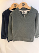 Детский трикотаж с v-образным вырезом и воротником из ткани Selanik Sweat