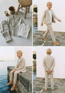 Çocuk 3’lü Keten Takım Elbise Ceket + T-shirt + Pantolon | Doğal Kumaş, Şık ve Rahat Kombin|RG1465