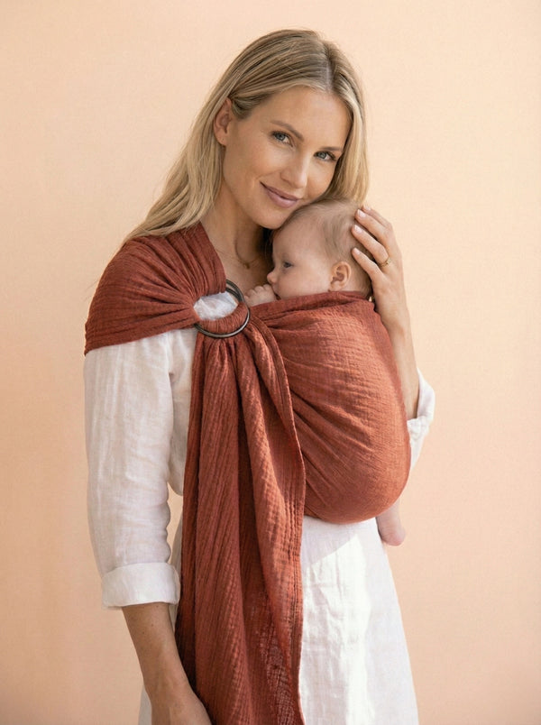 Ring-Sling-Babytragetuch | 100 % Baumwolle | Ab der Geburt | Gold- & Silberringe | RG Brand | RG370