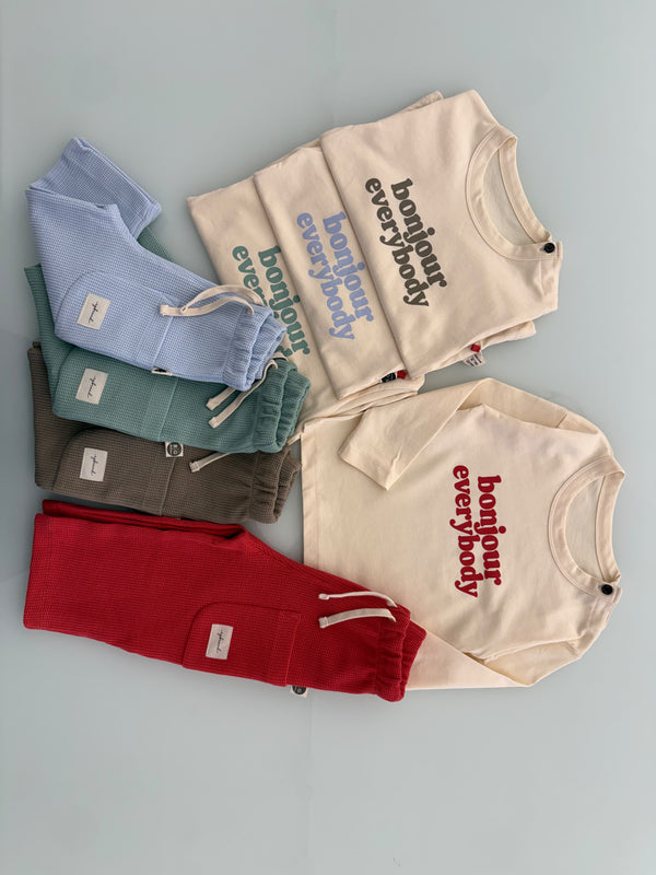 Baby-Set aus Waffelstoff mit Bonjour-Print | RG418
