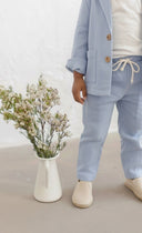 Çocuk 3’lü Keten Takım Elbise Ceket + Tişört + Pantolon | Doğal Kumaş, Şık ve Rahat Kombin