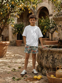 Genç Çocuk Yazlık Limon Desenli Şort Ve Beyaz Tişört Takımı | 9–15 Yaş | RG Brand | RG3401