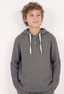 Jongens- en meisjessweatshirt met capuchon van mousseline | Lange mouwen, knoopsluiting
