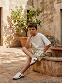 Genç Çocuk Yazlık Limon Desenli Şort Ve Beyaz Tişört Takımı | 9–15 Yaş | RG Brand | RG3401