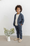 Çocuk 3’lü Keten Takım Elbise Ceket + Tişört + Pantolon | Doğal Kumaş, Şık ve Rahat Kombin