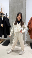 Genç Kız Çocuk Ceket Pantolon Takım | 9–15 Yaş | %100 Pamuk Keten | Özel Gün & Bayram | Şık Çocuk Takımı | RG3388