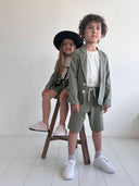 Children's Linen Fabric 3-Piece Suit Set with Shorts