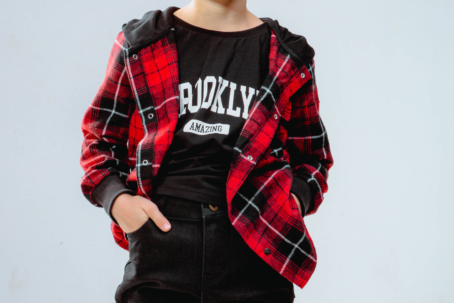 Children's Lumberjack Shirt With Front Snap And T-Shirt Detail