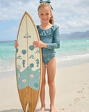 Детский купальник с длинными рукавами и воротником-рюшами, а также заколка для волос | Бренд RG | Для детей от 3 до 9 лет | RG1597