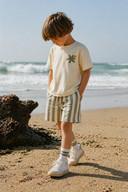 Çocuk Çizgili Şort | 3–9 Yaş | 3 İplik, Cepli, Diz Boyu | Ekru | RG Brand | RG1754