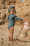 Bebek Fırfırlı Uzun Kollu Mayo Ve Saç Tokası | 6 Ay–4 Yaş | RG Brand | RG337