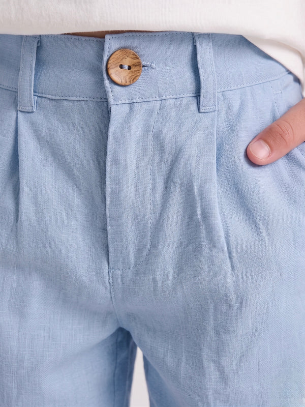 Teen Boys' Linen Shorts | Elastic Waist | Ages 9–15 | Khaki, Stone, Navy, Blue | RG Brand | RG3719