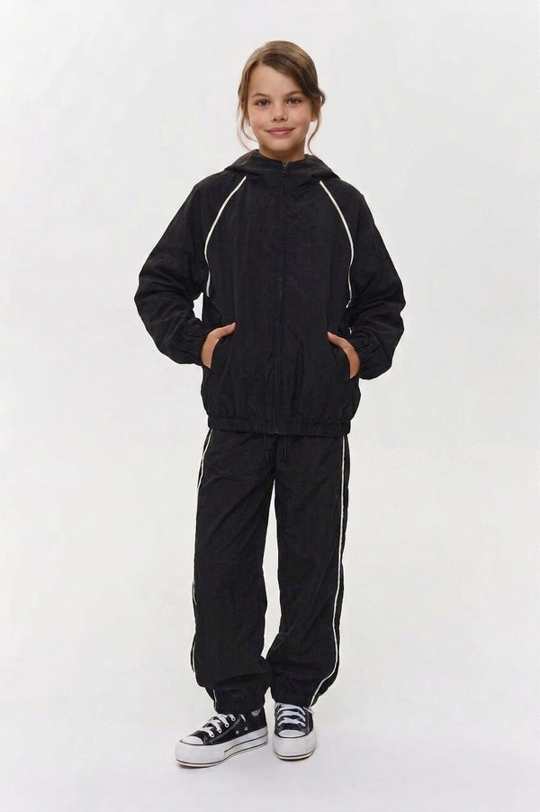 Genç Çocuk Spor Eşofman Takımı | 9–15 Yaş | Yan Şeritli Fermuârlı | Paraşüt Kumaş | RG Brand | RG3720