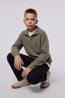 Genç Çocuk Polo Yaka Triko Sweat | 9–15 Yaş | Kız & Erkek | Old Money | Siyah | RG Brand | RG3728