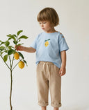 Bebek T-shirt | 6 Ay – 3 Yaş | Ekru & Mavi | Limon Baskı | %100 Pamuk Yazlık | RG386
