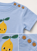 Bebek T-shirt | 6 Ay – 3 Yaş | Ekru & Mavi | Limon Baskı | %100 Pamuk Yazlık | RG386