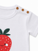 Bebek T-shirt | 6 Ay – 3 Yaş | Ekru | Çilek Baskı | %100 Pamuk Yazlık | RG387