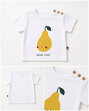 Bebek T-shirt | 6 Ay – 3 Yaş | Ekru & Kahve | Armut Baskı | %100 Pamuk Yazlık | RG388