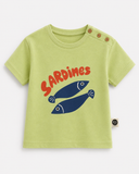 Bebek T-shirt | Sardunya Baskılı | 6 Ay–3 Yaş | Yeşil & Mavi | %100 Pamuk Yazlık | RG390
