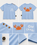 Bebek T-shirt | 6 Ay – 3 Yaş | SARI & Mavi | OH CRAB Baskı | %100 Pamuk Yazlık | RG391