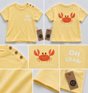 Bebek T-shirt | 6 Ay – 3 Yaş | SARI & Mavi | OH CRAB Baskı | %100 Pamuk Yazlık | RG391