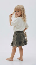 Yağ Yıkama Vintage Kız Çocuk Etek | 3–9 Yaş | Pamuk, Rahat Kalıp | Yeşil | RG1242