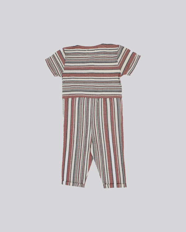 Kız Çocuk Çizgili Keten Karışımlı Tulum | 3–9 Yaş | Doğal ve Hafif | RG Brand | RG1299