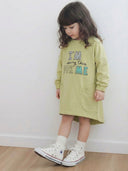 Günlük Penye Kız Çocuk Elbisesi | Çift Cepli, %100 Pamuk | Rahat Kesim, 4 Mevsim | 3-9 Yaş | RG1405