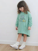 Günlük Penye Kız Çocuk Elbisesi | Çift Cepli, %100 Pamuk | Rahat Kesim, 4 Mevsim | 3-9 Yaş | RG1405