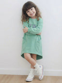 Günlük Penye Kız Çocuk Elbisesi | Çift Cepli, %100 Pamuk | Rahat Kesim, 4 Mevsim | 3-9 Yaş | RG1405