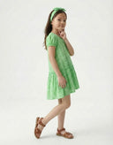 Pamuk Çiçek Desenli Çocuk Elbisesi ve Saç Bandı