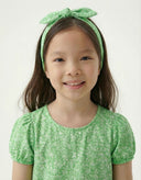 Pamuk Çiçek Desenli Çocuk Elbisesi ve Saç Bandı