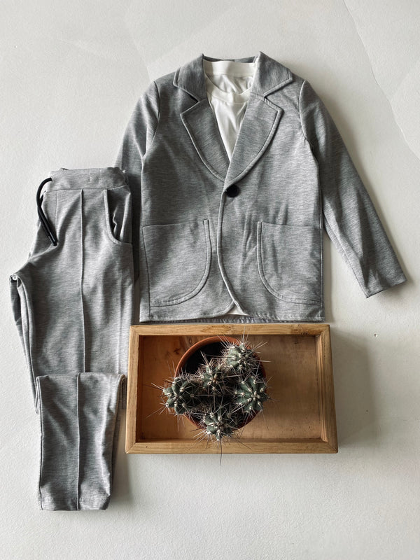 Youth Suit Set | Ages 9–15 | Lycra-Blend 3-Piece Outfit with Trousers, T-Shirt and Jacket | Special Occasion | RG3317
