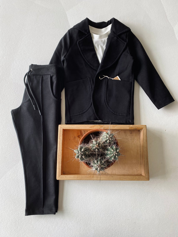 Youth Suit Set | Ages 9–15 | Lycra-Blend 3-Piece Outfit with Trousers, T-Shirt and Jacket | Special Occasion | RG3317