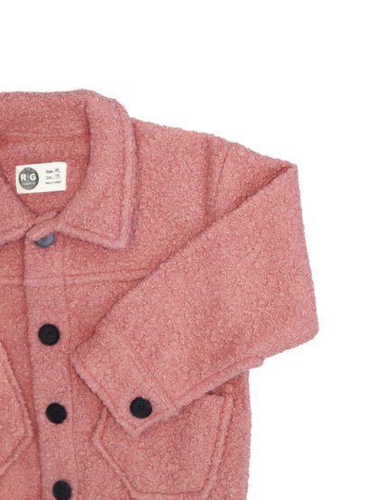 Children's Short Coat with Double Pockets and Buttons