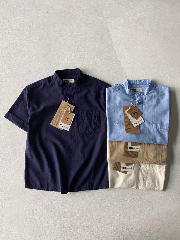 Jungenhemd mit Stehkragen und Kurzarm | 3–9 Jahre | RG Brand | RG1571