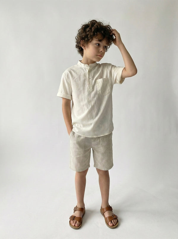 Jungenhemd mit Stehkragen und Kurzarm | 3–9 Jahre | RG Brand | RG1571