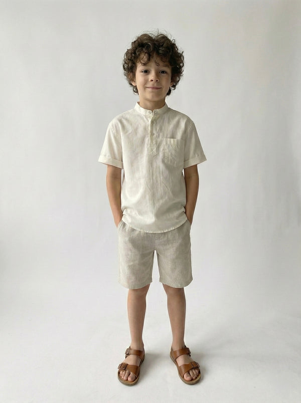 Jungenhemd mit Stehkragen und Kurzarm | 3–9 Jahre | RG Brand | RG1571