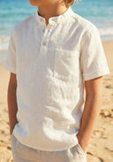 Kinder-Leinen-Kurzarmhemd