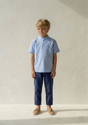 Kinder-Leinen-Kurzarmhemd