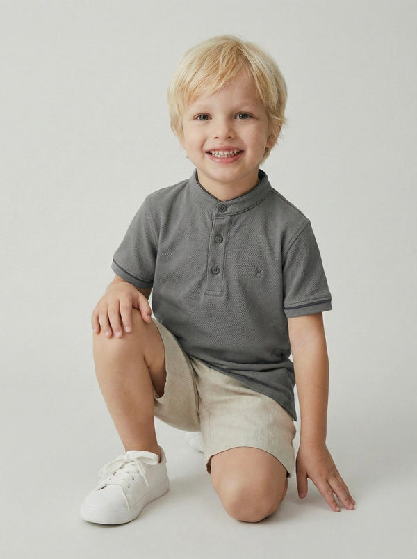 Kinder-T-Shirt mit Knopfdetail und Richterkragen | RG1586