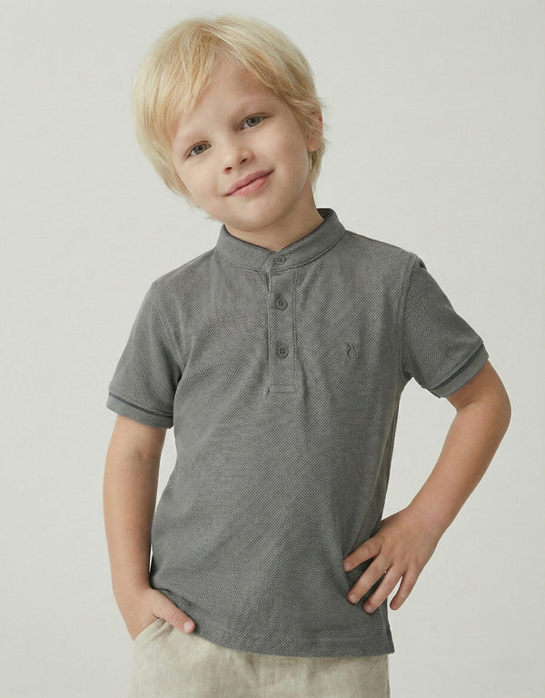 Kinder-T-Shirt mit Knopfdetail und Richterkragen | RG1586