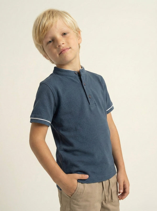 Kinder-T-Shirt mit Knopfdetail und Richterkragen | RG1586