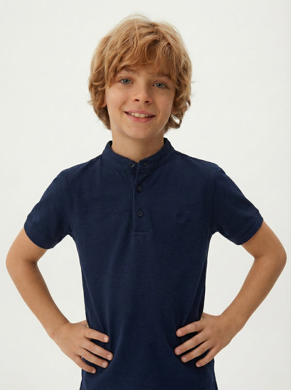 Kinder-T-Shirt mit Knopfdetail und Richterkragen | RG1586