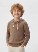 Erkek & Kız Çocuk Müslin Kapüşonlu Üst – Doğal Kumaş, 3-9 Yaş