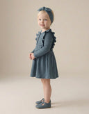 Детское платье с оборками и повязка на голову для девочки | Вафельная ткань | 6 месяцев – 3 года | Стильное детское платье | RG169