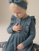 Baby Girl Ruffled Dress and Headband | Waffle Fabric | 6 Months – 3 Years | Stylish Baby Dress | RG169