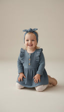 Kız Bebek Waffle Kumaş Fırfırlı Elbise Takımı